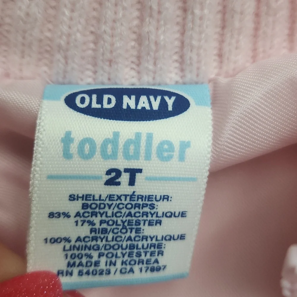 Old Navy VINTAGE Fall 2001 Toddler 2T Pink Soft Fur Zip-Up Jacket Ribbed Cuff